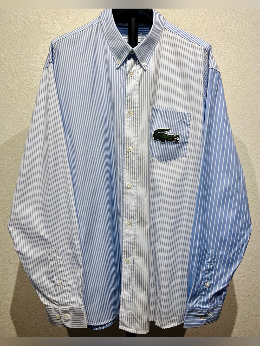 Lacoste Unisex Large Croc Striped Cotton Shirt - Size XL (Unisex)